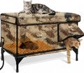 Indestructible Heated Cat House for Outside Winter, 100% Waterproof, Safe Escape Door, Insulated Outdoor Cat Shelter with Heater for Feral Barn Cat Kitty (Desert Camouflage, 29"x17"x20")