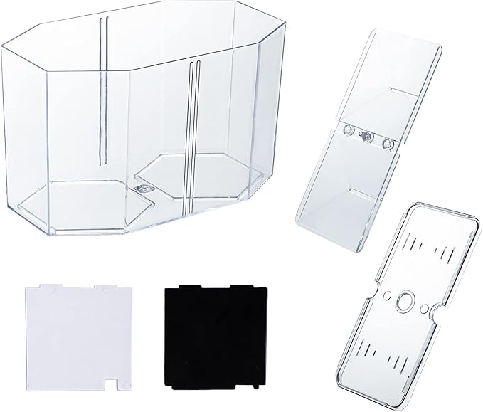Small Betta Fish Tank, 3-in-1 Stackable Mini Fish Tank, Divided Compartments Beta Fish Tanks for 2 Betas Shrimp Sea Monkeys, 0.4 Gallon Acrylic Tiny Aquarium Tank with Hatchery Incubator
