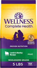 Wellness Complete Health Adult Dry Dog Food, Wholesome Grain Kibble, Natural, Lamb and Barley Recipe, 5 lb Bag