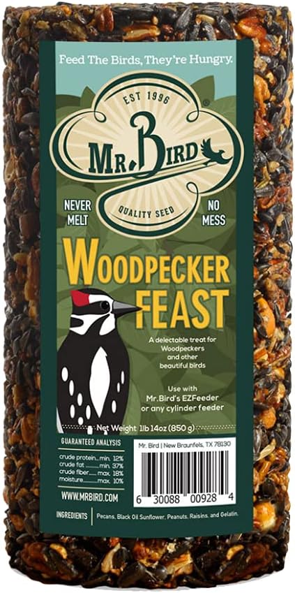 Mr. Bird Woodpecker Feast Small Cylinder | Wild Bird Food for Outdoor Birds | Backyard Birdfeeding