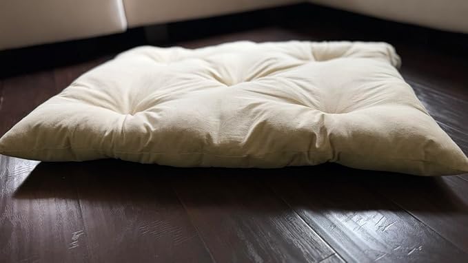 Rectangular Muslin Dog Bed Insert with Raw Cotton Filler, Natural Pet Bed Cushion Insert, Breathable Inner Pillow for Dog Bed Covers (Small 24"x15"x3")