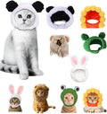 5 Pcs Halloween Cat Hat Cat Costume Pumpkin Cat Hats Bat Cosplay Hats,Kitten Puppy Dress Up Halloween Easter Costume Adjustable Accessory Headwear (Sunflower,Lion,Bunny,Frog,Panda Bear)