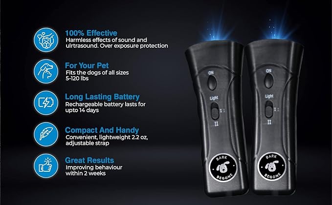Ultrasonic Dog Bark Deterrent & Behavior Corrector - Stop Barking, Jumping, Aggression Without Yelling -Just Point & Press! Backed by Kevin Harrington from Shark Tank (Black 9V (2 Pack))