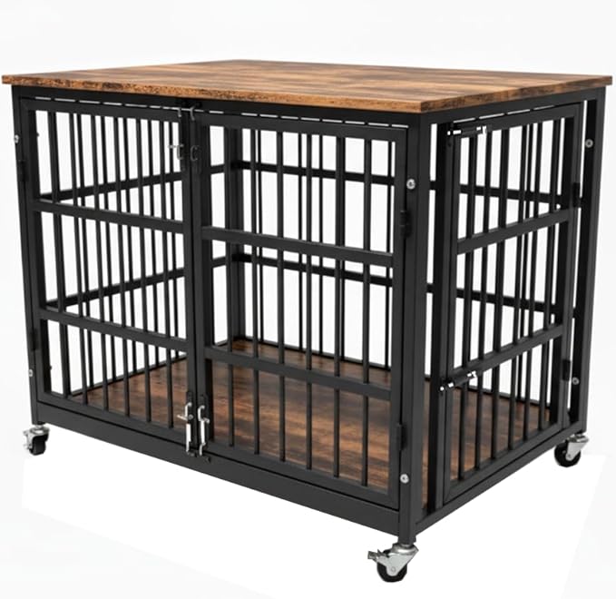 38 inch Dog Crate Furniture, Heavy Duty Dog Kennel Indoor for Large Dogs, Escape-Proof and Chew-Proof Wooden Dog Cage for high Anxiety Dog, Decorate House as TV Stand, End Table