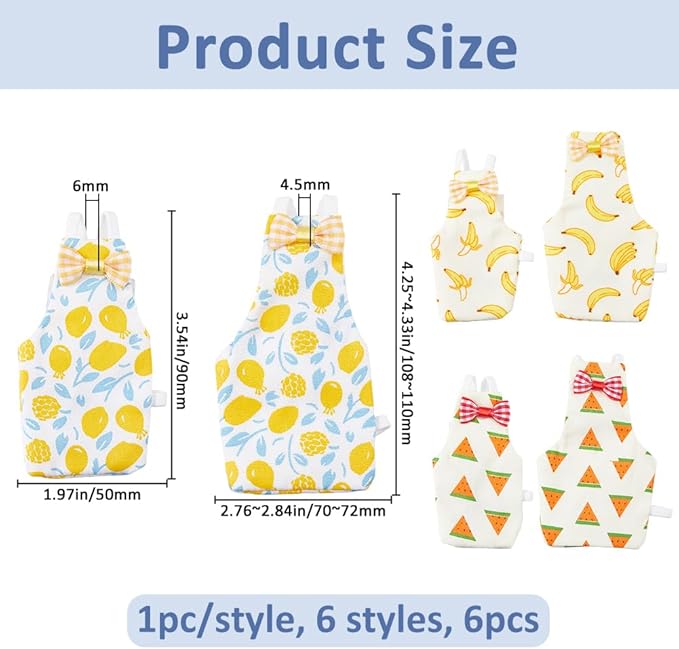 SUPERFINDINGS 6Pcs Bird Diaper Reusable Parrot Nappy with Washable Waterproof Cute Urine Wet Suit Red White Yellow Costume Cockatiel Clothes with Elastic Rope for Parrots Cockatiel Pet Birds(S-M)