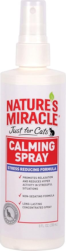 Nature's Miracle Just for Cats Calming Spray Stress Reducing Formula, 8-ounce (P-5780), White