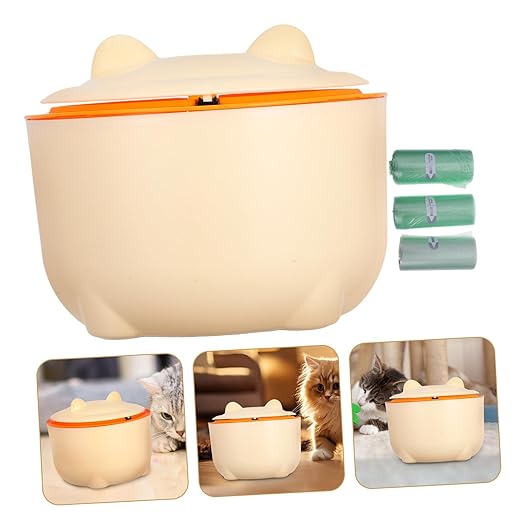 1set Sealed Cat Litter Trash Can with Lid Includes Waste Container for Efficient Cat Poop Storage Prevents for Spaces Cartoon Design