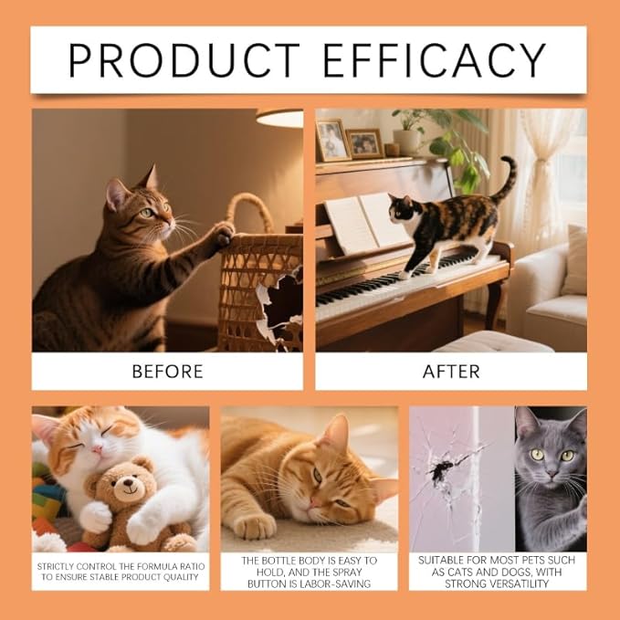 Pet Training Spray - Anti Scratch Deterrent for Cats & Dogs | Gentle Furniture Protector Spray | Indoor No-Chew Behavior Aid | Safe for Kittens, Puppies, Sofa, Carpets & Wood