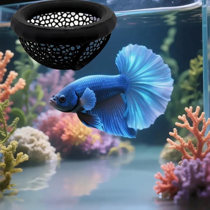 Laoha 2 PCS Floating Betta Hammock & Shrimp Shelter – 3D Printed Aquarium Decor with Feeding Ring, Safe Resting Spot for Betta Fish, Shrimp and Small Fish