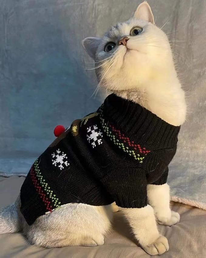 Cat Sweater Christmas Santa Claus Pet Cat Winter Knitwear Warm Clothes