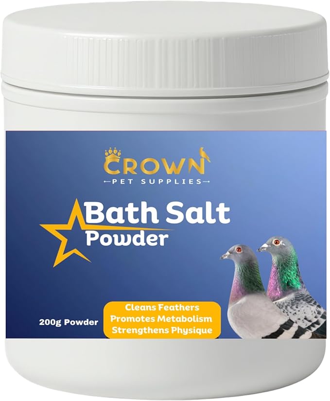Pigeon Bath Salt – Natural Sea Salt with Vitamin B & Herbal Extracts – Cleans Feathers, Enhances Shine & Promotes Relaxation for All Breeds of Pigeons 200 Grams