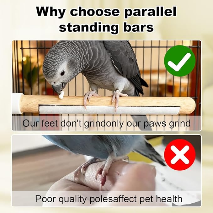2 Pcs Natural Wood Bird Cage Perch with Foot Grinding, 7.8 inch Wooden Stand for Pet Birds, Universal Cage Accessory