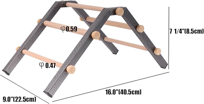 Baby Chick Perch, Durable Metal Stand with Wooden Roosting Bar for coop and brooder, Training Chicken Perch Easy to Assemble and Clean, Fun Toys for Chick (Trapezoid, Small)