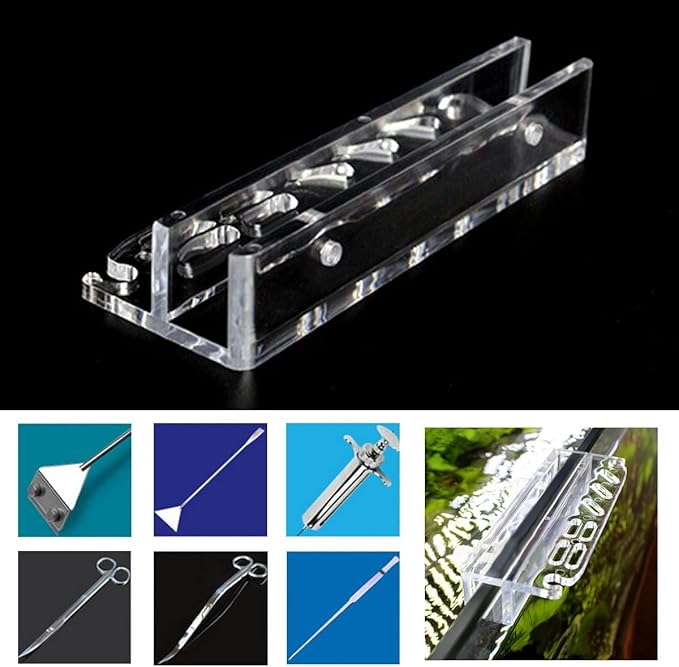 Acrylic Aquarium Fish Tank Aquatic Water Plants Pruning Tools Holder Rack For Tweezers Scissors