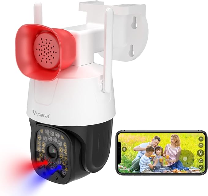 VSTARCAM 2K Smart Outdoor Surveillance Camera, AI Detection & Real-Time View