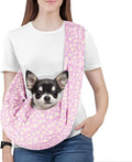 Pawaboo Small Dog Sling Carrier, Reversible Hands Free Dog Sling Carriers for Small Dogs and Cats, Puppy Slings Carrier with Safety Harness, Puppy Essentials, Pink Daisy