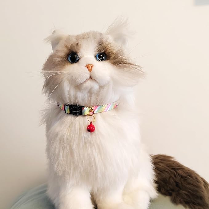 2 Pack Breakaway cat Collars with Bell,Safety Quick Release Pendant Cute Kitten Collar,Adjustable 20-30cm (Rainbow01, 20-30cm)