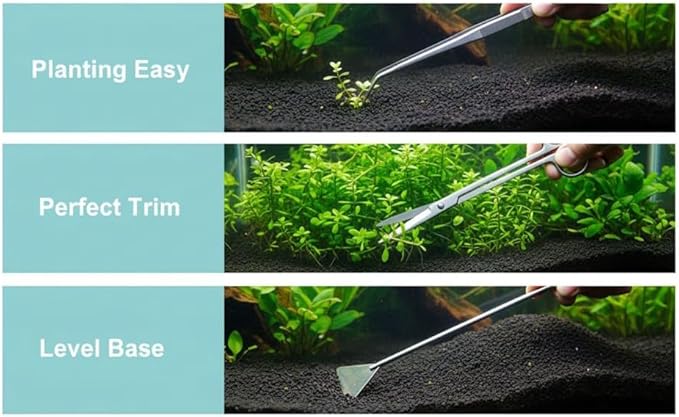 4 Pcs Aquarium Tool Kit, Stainless Steel For Fish Tank Plant, Includes Tweezers Scissors Spatula, With Canvas Bag