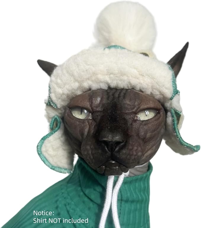 Cat Hats for Cats Only, Warm Cat‘s Beret Hat with Ear Holes, Pilot Cap Tiny Pets Party Costume, Cat Headwear Mini Hat SnugFit Sliding Toggles for Best Fit (Avocado, Small (4-9.9 lbs))