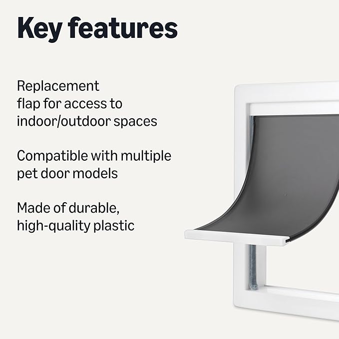 Amazon Basics Dog and Cat Door Replacement Flap, Medium, 7.4 x 12.2 Inches, White and Grey