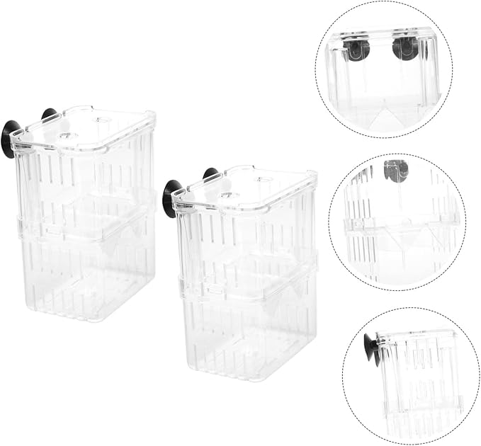 2Pcs Fish Breeding Box Aquarium Incubator with Suction Cups for Fry Isolation and Protection Enhances Survival Rate of Young Fish Tanks Color