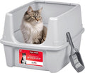 IRIS USA Large Open Top Cat Litter Box with High Sided Walls Tall Scatter Shield Scoop Included Easy Clean Plastic Pan Stain Resistant for Big Cats Kittens Indoor Multi-Cat Households