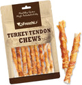 A Freschi srl Turkey Tendons for Dogs, USA-Sourced, Healthy Dog Treats, Rawhide-Free Puppy Chews, All Natural, Hypoallergenic Dog Treats, Turkey Tendon Wrapped Brown Rice Stick, 3.5 oz Pack