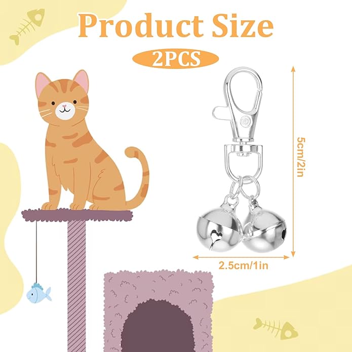 2 Pcs Mini Dog Collar Bells, Cat Bell, Silver Pet Pendant Accessories for Training, Loud Charms for Dogs and Cats