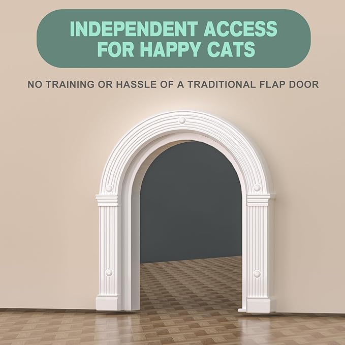 Cat Door for Interior Doors Large - No-Flap, No Training Needed, Fits Cats Up to 25 lbs, Easy Installation, Installs in Minutes, Lockable, Fits 1.25" to 1.75" Thick Solid & Hollow Doors