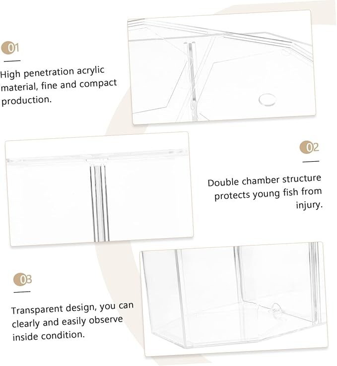 Housoutil Fish Breeding Tank Double Compartment High-Transparency Betta Fish Isolation Container for Safe Fry and Easy Observation Aquarium Hatching Box