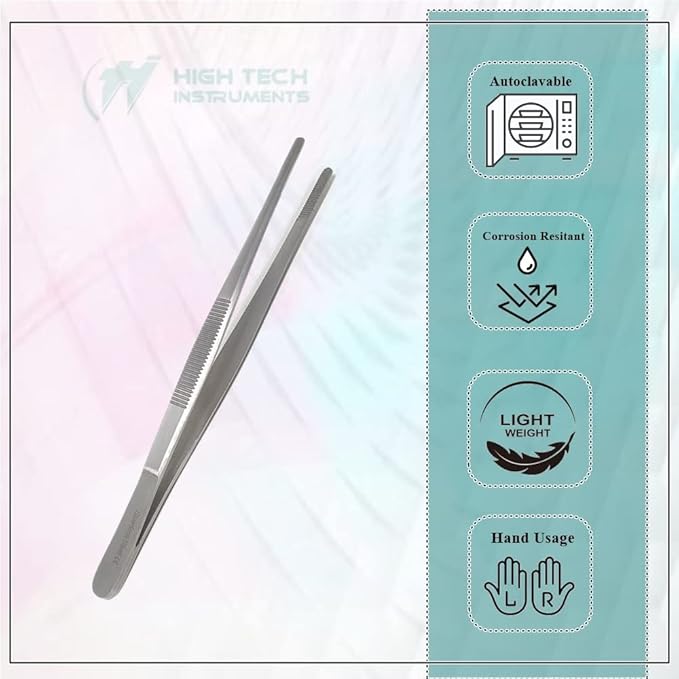 Reptile Feeding Tongs Straight Aquarium Tweezers Anti-Rust Thickened Stainless Steel Forceps, for Terrarium, Fish Tank, Snakes/Lizards/Gecko, Planting By HTI (5")