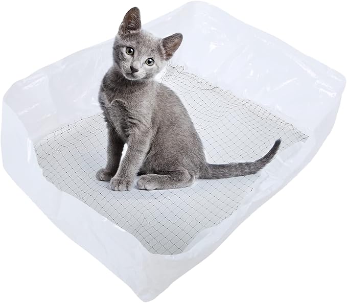 20PCS Nylon Cat Litter Box Filter Bag, Cat Litter Filter Bag for Easy Waste Removal, Reusable Deodorizing Cleaning Tool with Dual Pouch Design for Multi - Cat Households