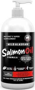 Wild Alaskan Omega-3 Blend Pollock + Salmon Oil for Dogs & Cats (16oz). 100% Pure Fish Oil Supplement with EPA & DHA for Joints, Skin & Coat, Itching, Shedding, Immune & Heart. Tasty & Easy to Give.