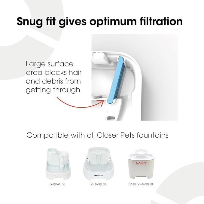 Cat and Dog Mate Replacement Filter Cartridges (339) - Suitable for All Cat and Dog Mate or Closer Pets Fountains (Pack of 2)