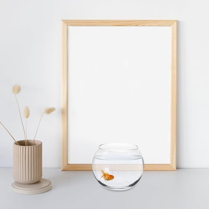 Glass Round Fish Bowl for Goldfish and Hydroponic Plants, 12-inch Glass Terrarium Aquarium for Office and Living Room Centerpiece