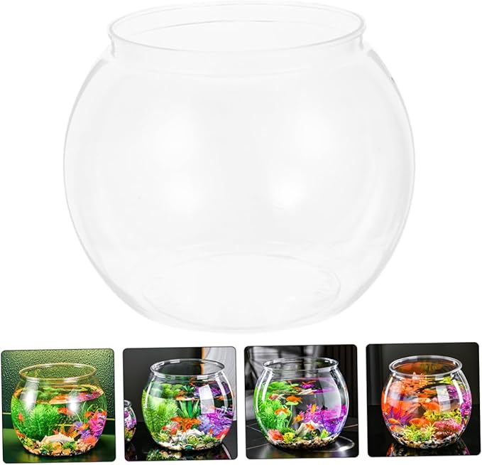 Transparent Small Plastic Fish Tank Aquarium Container for Betta Fish and Small Turtles Easy to Clean Portable Desktop Decor for