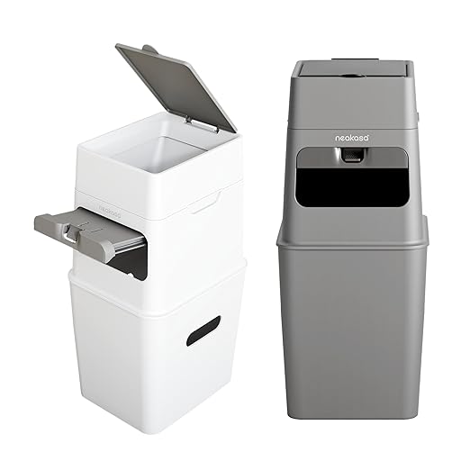 Neakasa PooGuard Litter Disposal Bin, 9.2L Trash Can for Cat Litter, Grey and White Trash Can Bundle