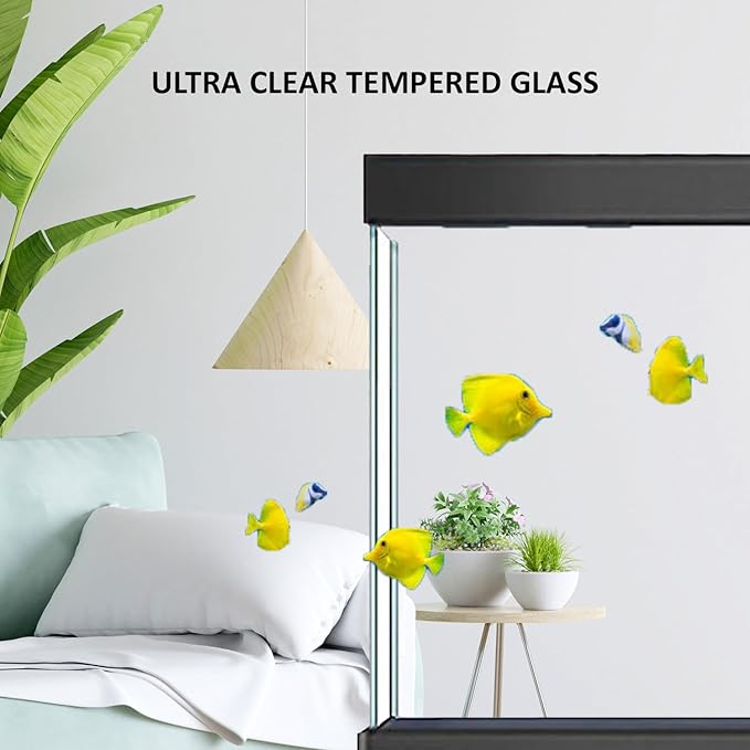 Aqua Dream 250 Gallon, All-in-One Aquarium Fish Tank with Tempered Ultra-Clear Glass, Includes Cabinet Stand, Multi-Chamber Filtration Sump, Filter Media, 1717 GPH Water Pump - White/Gold