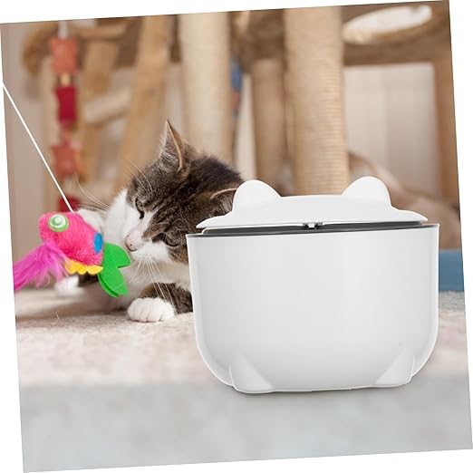 Sosoport Cartoon Style Cat Litter Trash Can Sealed Design One-Button Litter Box Lid Small Desk Waste Bin Pet Storage Container