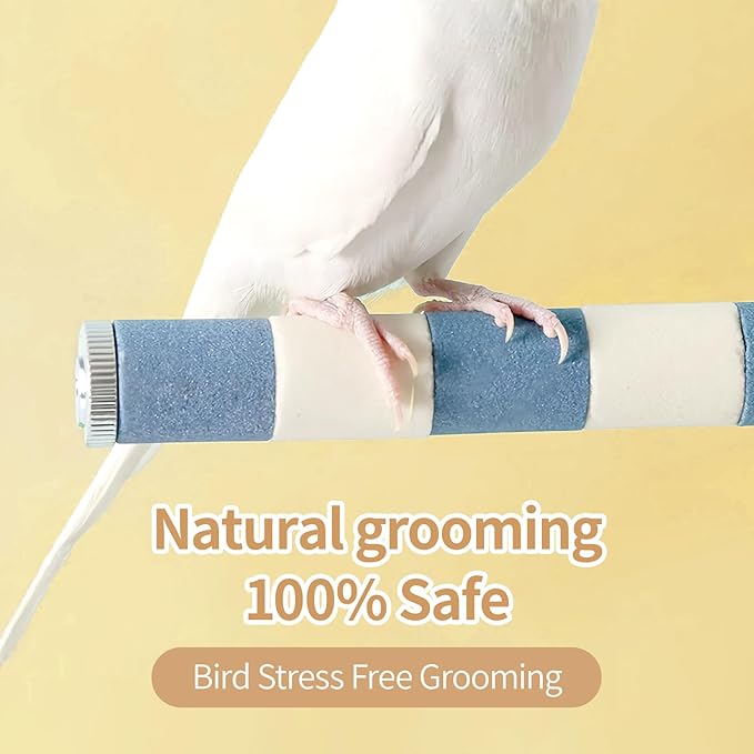 AOTU Natural Sandstone Parrot Perch Bird Perches for Cage – Durable Beak & Claw Trimming Grinding Stone for Birds, 7.9” x 1” – Safe Non-Toxic Long-Lasting Bird Cage Accessory (Orange and White, 7.9”)