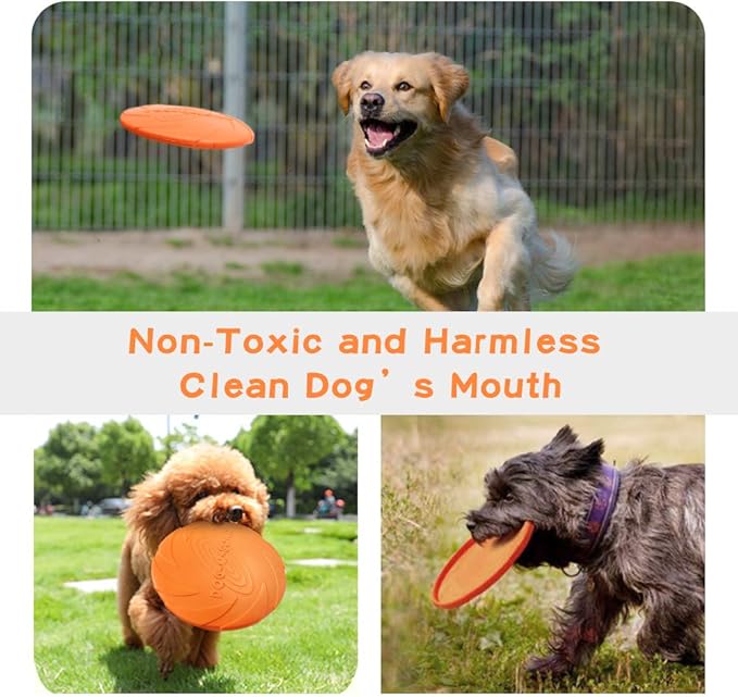 Dog Flying Discs 8.7inches Durable Pet Interactive Toys Soft Rubber for Medium Large Breeds Training Outdoor Flight Orange
