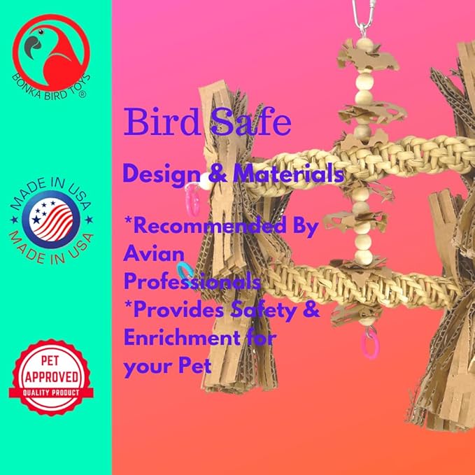 Bonka Bird Toys 1557 Duo Natural Helix Parrot Cockatiel Cockatoo Toy Cage Cages