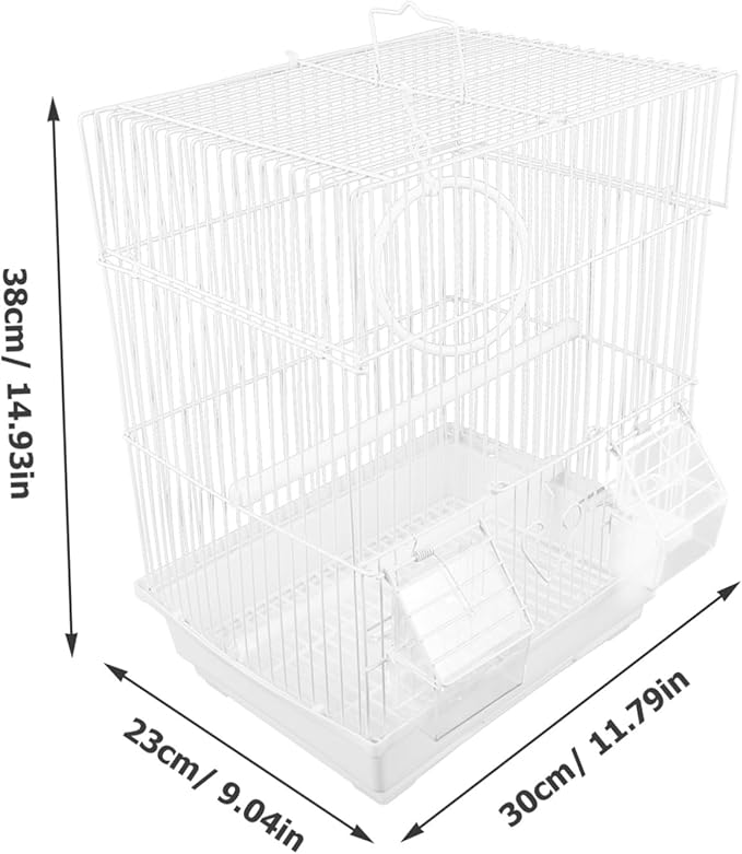Generic Portable Metal Bird Carrier Cage for Parakeets Cockatiels and Birds Lightweight Travel Cage with Enhanced Airflow Wire Construction Stylish White Design for Home and Outdoor Use