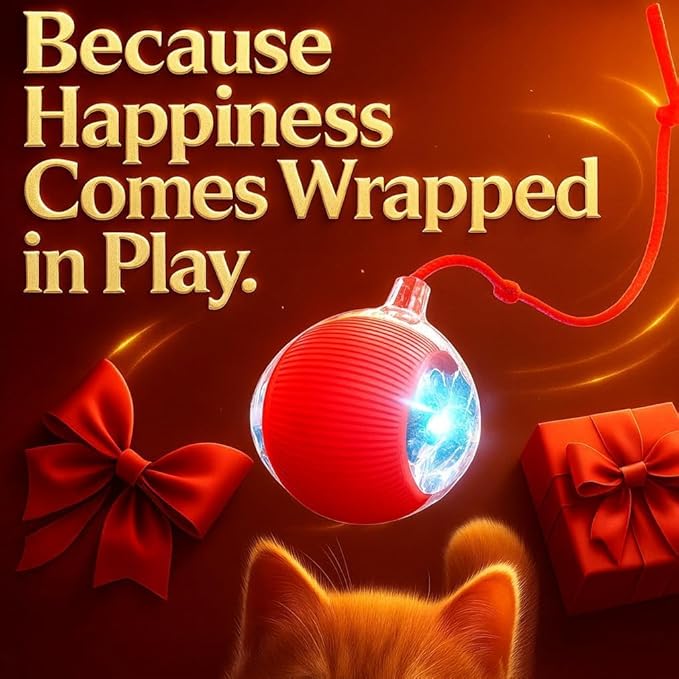 2026 New 2Pack Cat Ball Kitten Toys for Indoor Interactive Kitty Ball Toy Speedy Tail 360° Automatic Rolling Electric Moving Rechargeable,Smart Pet Chase with Rope for Bored Cats (RED & Blue) 2 Pcs
