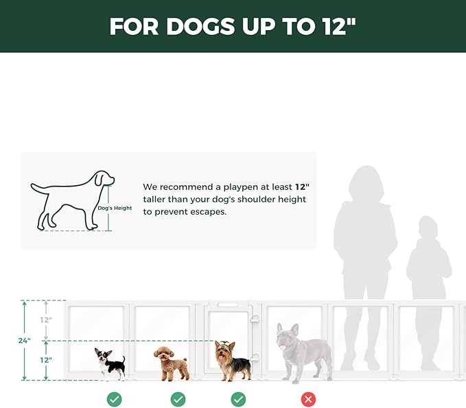 FXW AuraSpace Acrylic Indoor Dog Playpen for Puppies and Small Dogs, 24 Inch, 10 Panels, White