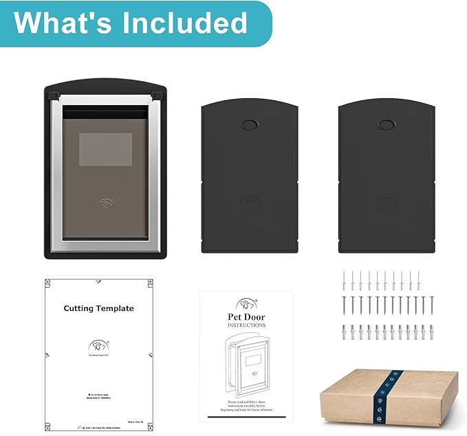ClawJaw Dog Door for Exterior Wall, Metal Frame and Telescopic Tunnel Pet Door, Double-Sided Wind Deflector and Magnetic Flaps, Easy to Install, Black (Pets Up to 110 Lb)-Large