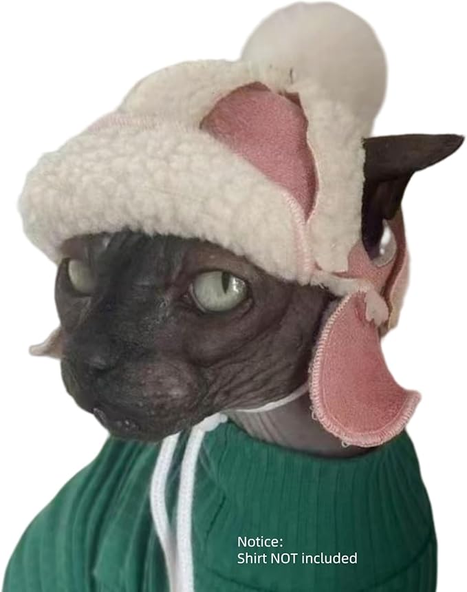 Cat Hats for Cats Only, Warm Cat‘s Beret Hat with Ear Holes, Pilot Cap Tiny Pets Party Costume, Cat Headwear Mini Hat SnugFit Sliding Toggles for Best Fit (Pink, Small (4-9.9 lbs))