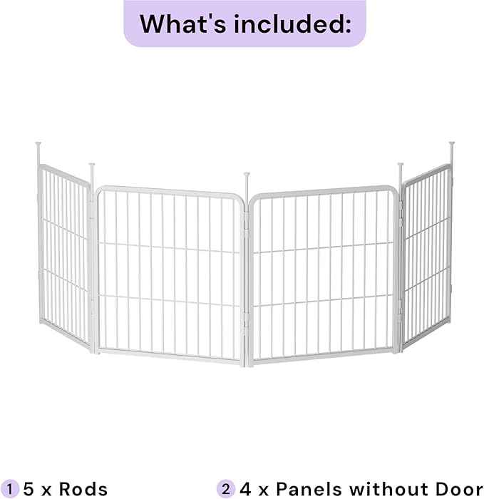 SunsGrove Indoor Dog Playpen, 24 Inch 4 Panels Puppy Play Pen for Indoors, Easy Setup Anti-Rust Pet Fence, White