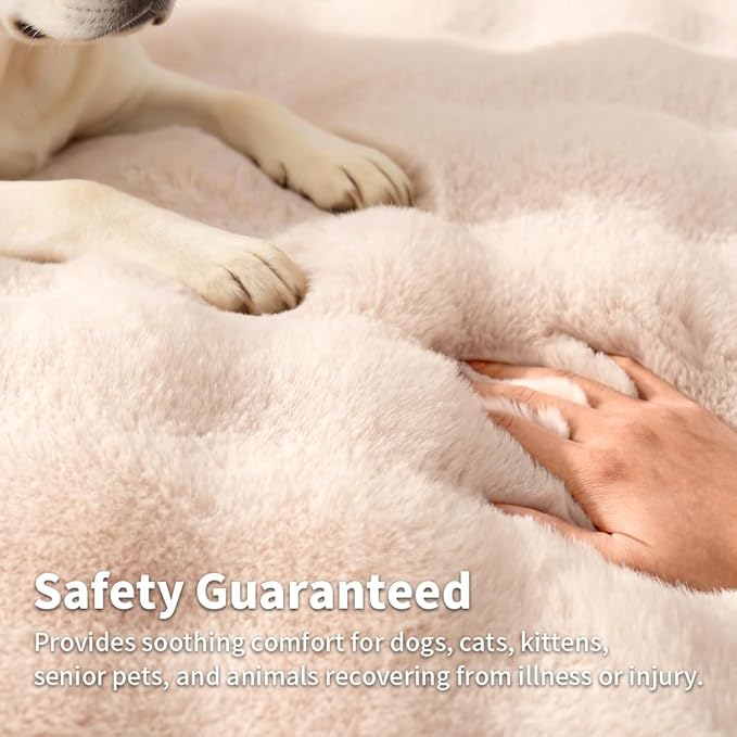 Dog Blanket Self-Warming Throw for Medium & Large Dogs, Dual-Side Sherpa Plush, Thick Crate Bed Cover & Car Seat Mat, Anti-Static Machine Washable No Shrink, 39x30 Inch White