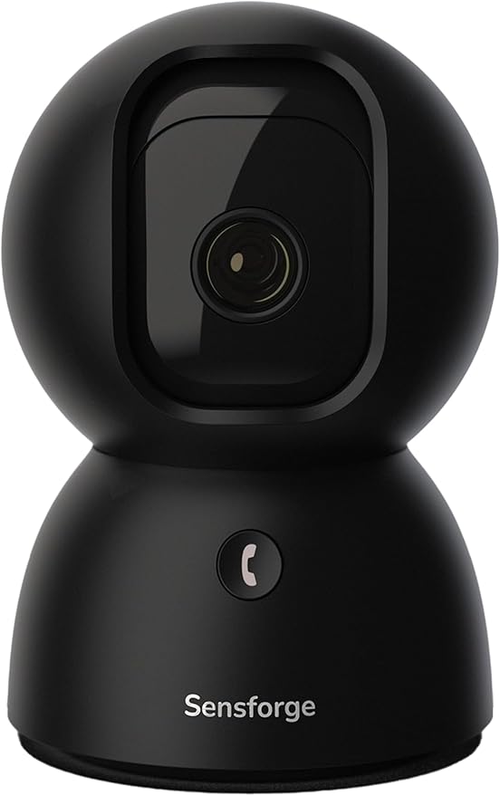 Sensforge 2.5K Indoor Pan-Tilt Dome Security Camera, AI Human & Pet Detection, 360° Coverage, Two-Way Audio, Dual-Band Wi-Fi (2.4G/5G), 64GB SD Card Included, No Monthly Fees (1, Black)
